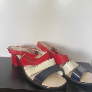 Vintage 1970s heels sandals - patriotic, photo shoot, birthday party
